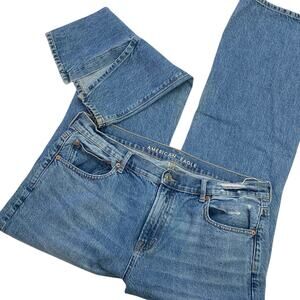 American Eagle Women 90s Bootcut Jeans Size 16 Distressed 100% Cotton Denim